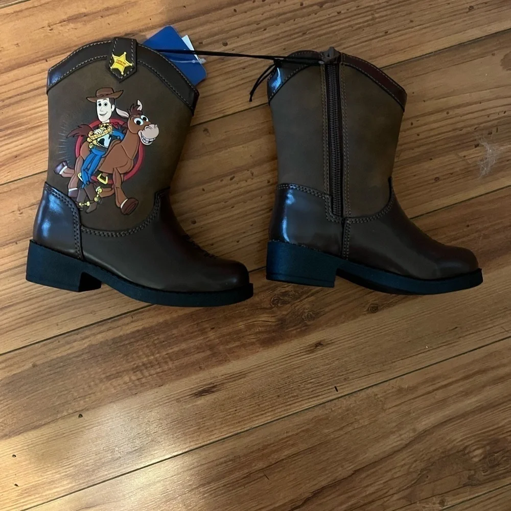 RARE Josmo Disney Pixar Toy Story Woody & Bullseye Sturdy Brown Cowboy Boots NEW